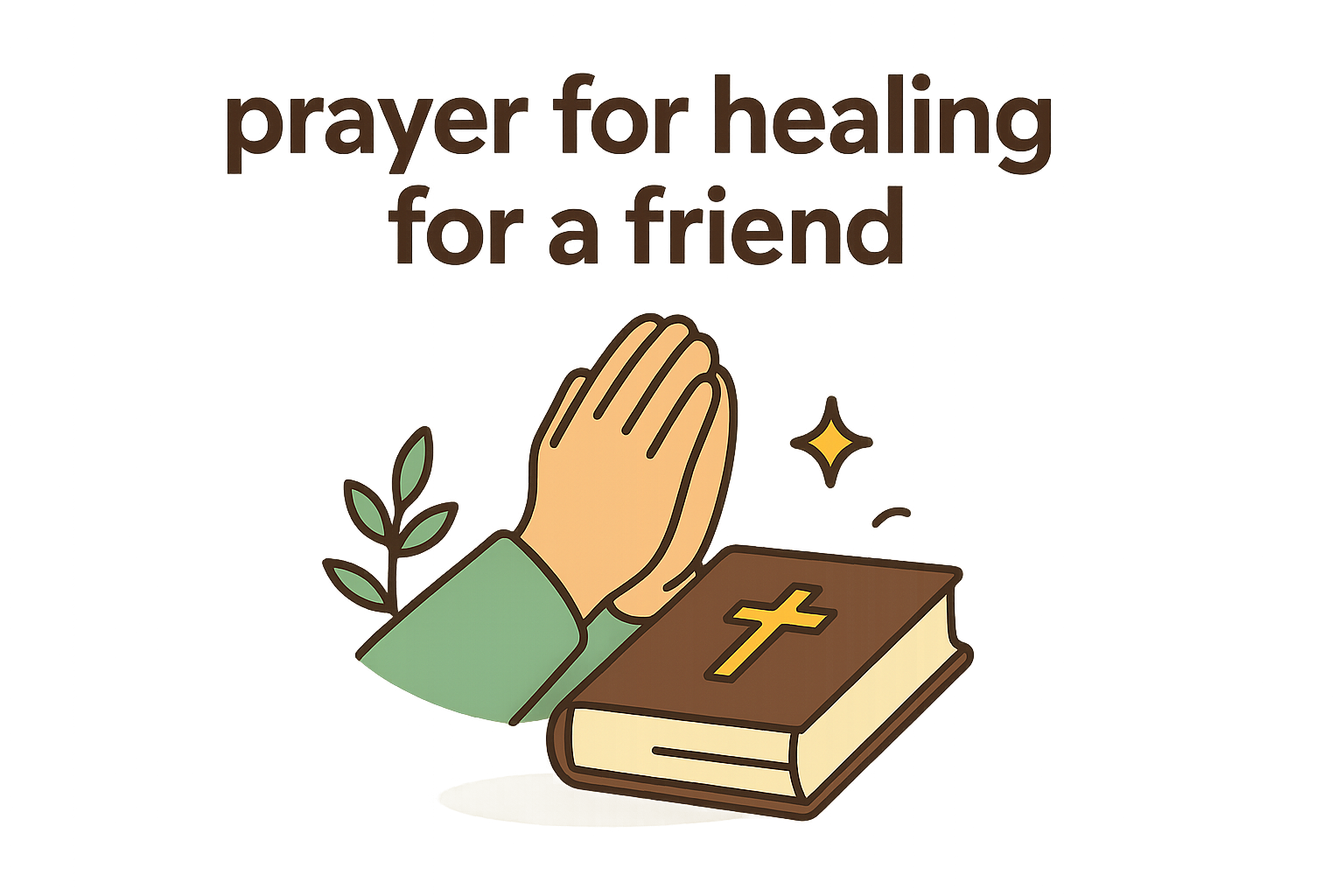 Cartoon illustration representing prayer for healing for a friend