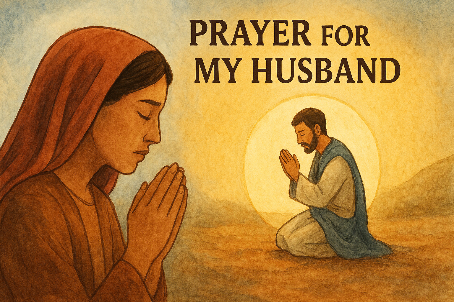 Cartoon illustration representing prayer for my husband
