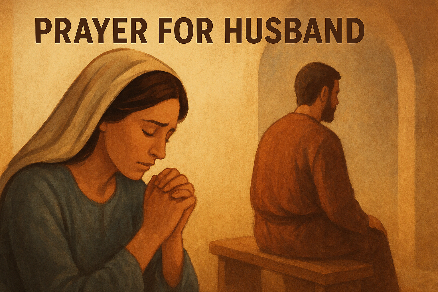 Cartoon illustration representing prayer for husband